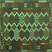 Square Machine Washable Oriental Turquoise Traditional Area Rugs, wshcon2403turq