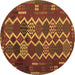 Round Oriental Brown Traditional Rug, con2403brn