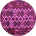 Round Machine Washable Oriental Purple Traditional Area Rugs, wshcon2403pur