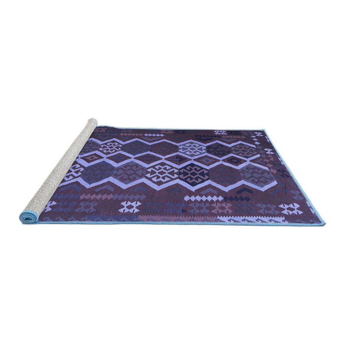 Sideview of Machine Washable Oriental Blue Traditional Rug, wshcon2403blu