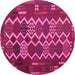 Round Oriental Pink Traditional Rug, con2403pnk