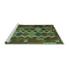 Sideview of Machine Washable Oriental Turquoise Traditional Area Rugs, wshcon2403turq