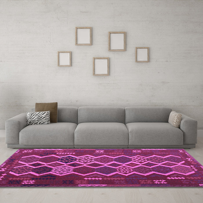 Machine Washable Oriental Purple Traditional Area Rugs in a Living Room, wshcon2403pur