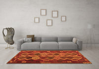 Machine Washable Oriental Orange Traditional Rug, wshcon2403org