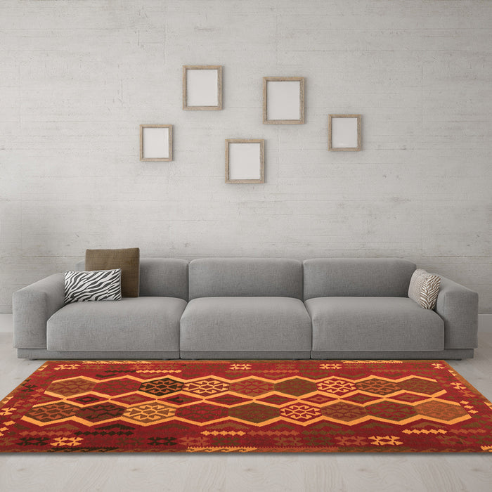 Machine Washable Oriental Orange Traditional Area Rugs in a Living Room, wshcon2403org