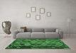 Machine Washable Oriental Emerald Green Traditional Area Rugs in a Living Room,, wshcon2403emgrn