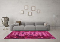 Machine Washable Oriental Pink Traditional Rug, wshcon2403pnk