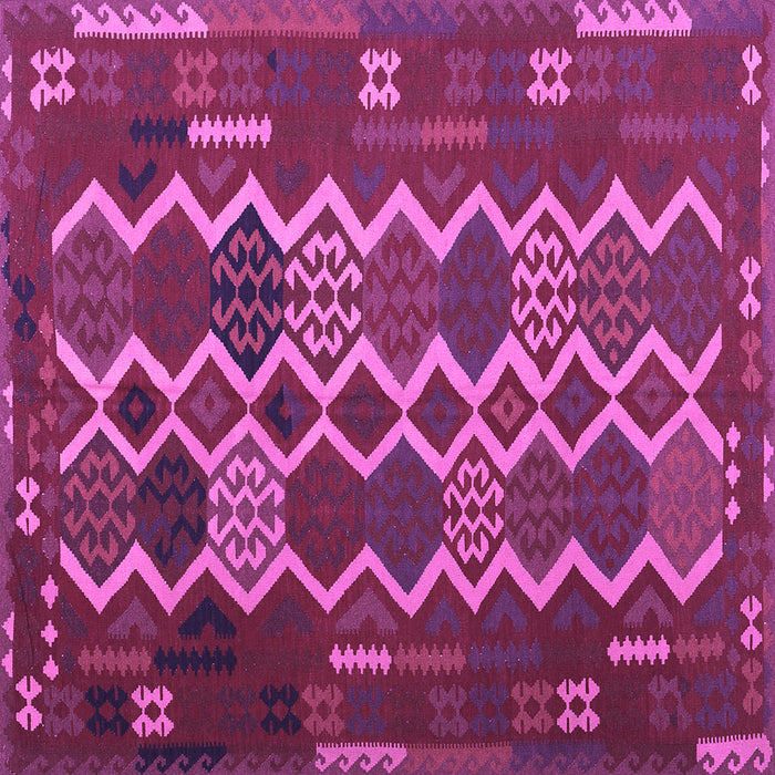 Square Machine Washable Oriental Purple Traditional Area Rugs, wshcon2403pur