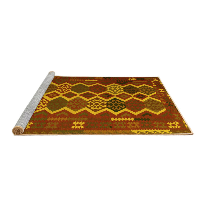 Sideview of Machine Washable Oriental Yellow Traditional Rug, wshcon2403yw