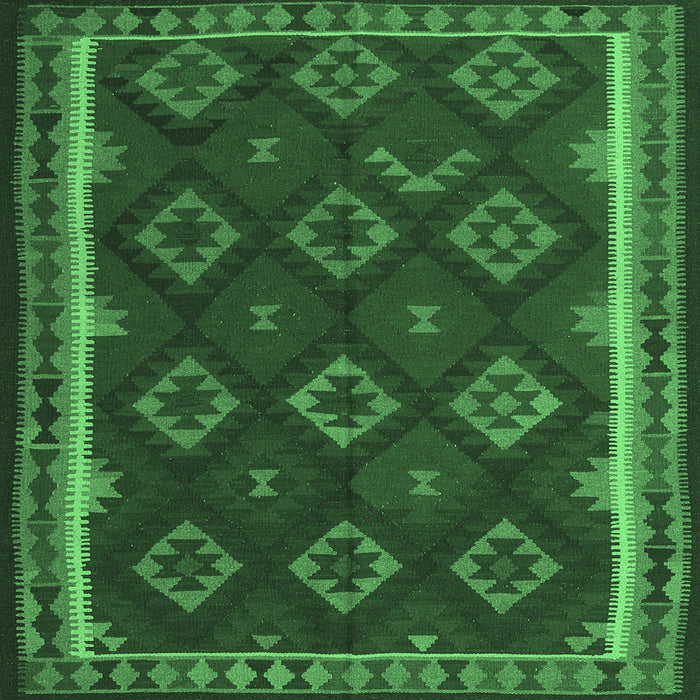 Square Oriental Emerald Green Traditional Rug, con2404emgrn