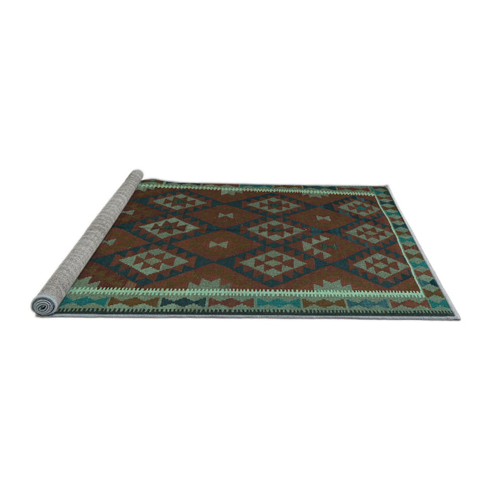 Sideview of Machine Washable Oriental Light Blue Traditional Rug, wshcon2404lblu