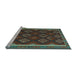 Sideview of Machine Washable Oriental Light Blue Traditional Rug, wshcon2404lblu