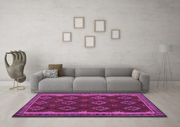 Machine Washable Oriental Purple Traditional Area Rugs in a Living Room, wshcon2404pur