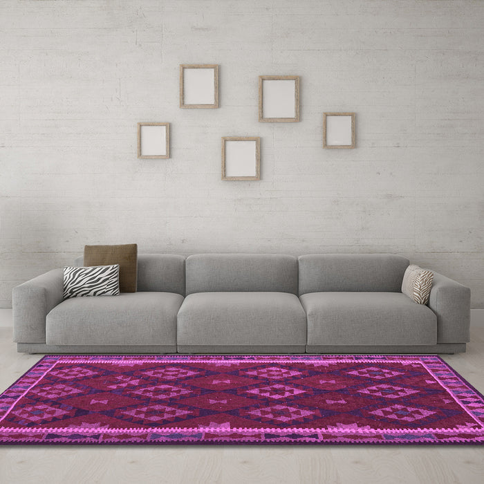 Machine Washable Oriental Purple Traditional Area Rugs in a Living Room, wshcon2404pur