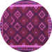 Round Oriental Purple Traditional Rug, con2404pur