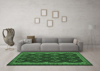 Machine Washable Oriental Emerald Green Traditional Rug, wshcon2404emgrn