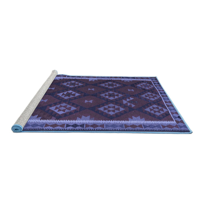 Sideview of Machine Washable Oriental Blue Traditional Rug, wshcon2404blu