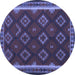 Round Machine Washable Oriental Blue Traditional Rug, wshcon2404blu