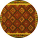 Round Oriental Yellow Traditional Rug, con2404yw