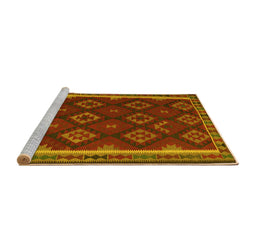 Sideview of Machine Washable Oriental Yellow Traditional Rug, wshcon2404yw