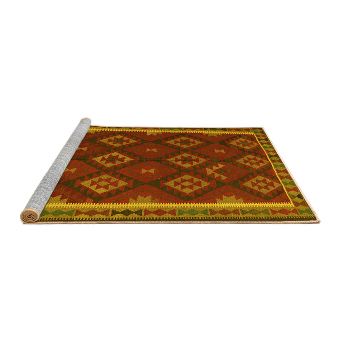 Sideview of Machine Washable Oriental Yellow Traditional Rug, wshcon2404yw