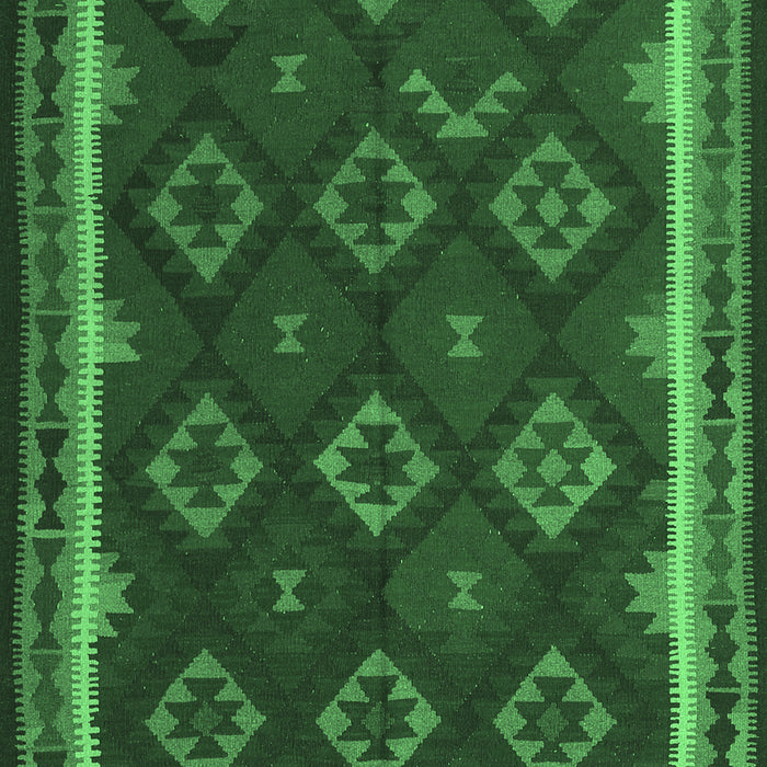 Machine Washable Oriental Emerald Green Traditional Area Rugs, wshcon2404emgrn