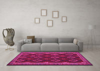 Machine Washable Oriental Pink Traditional Rug, wshcon2404pnk