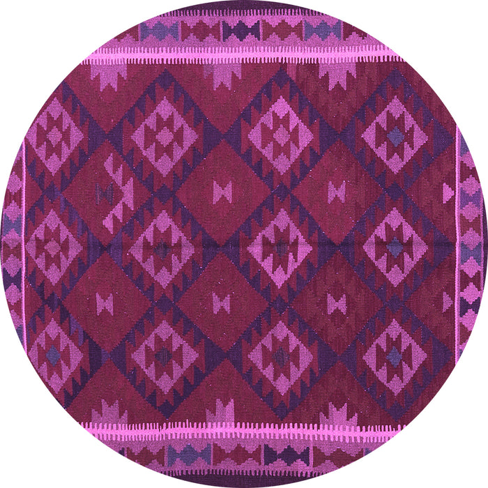 Round Machine Washable Oriental Purple Traditional Area Rugs, wshcon2404pur