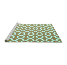 Sideview of Machine Washable Trellis Turquoise Modern Area Rugs, wshcon2405turq