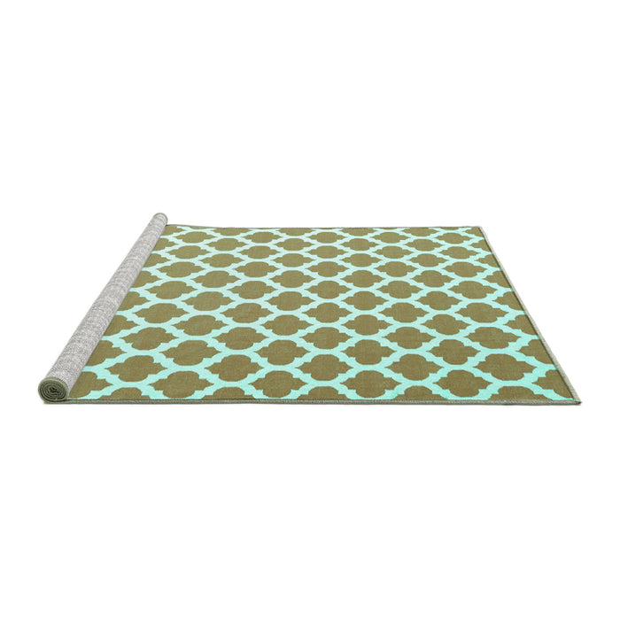 Sideview of Machine Washable Trellis Turquoise Modern Area Rugs, wshcon2405turq