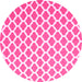 Round Machine Washable Trellis Pink Modern Rug, wshcon2405pnk