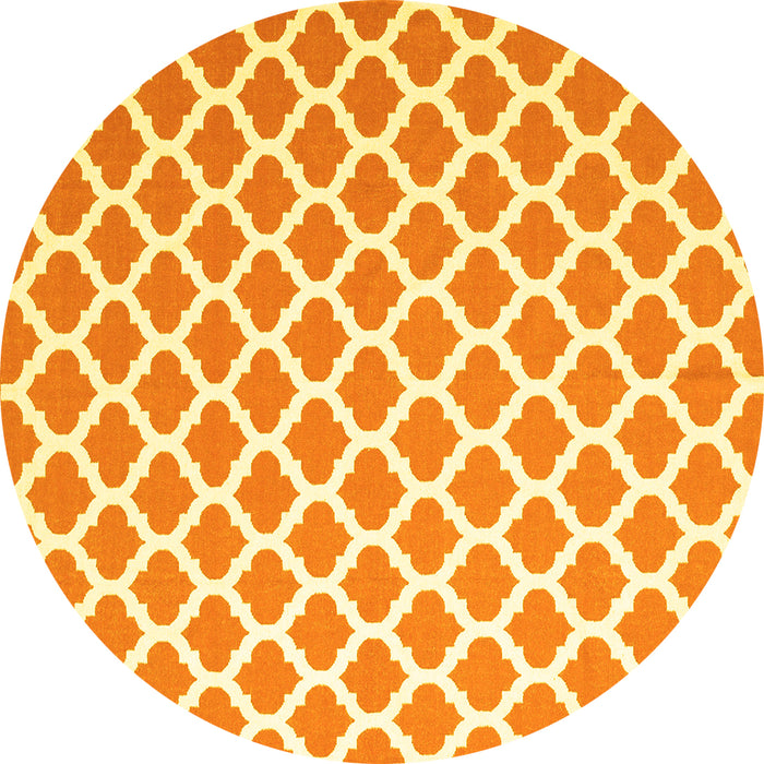 Round Machine Washable Trellis Yellow Modern Rug, wshcon2405yw