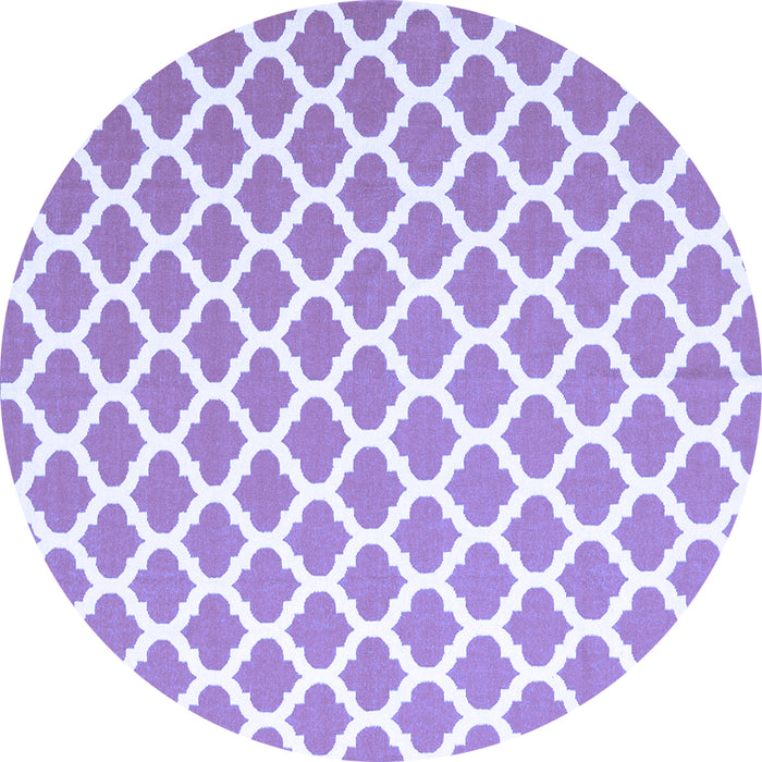 Round Machine Washable Trellis Blue Modern Rug, wshcon2405blu