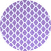 Round Machine Washable Trellis Blue Modern Rug, wshcon2405blu