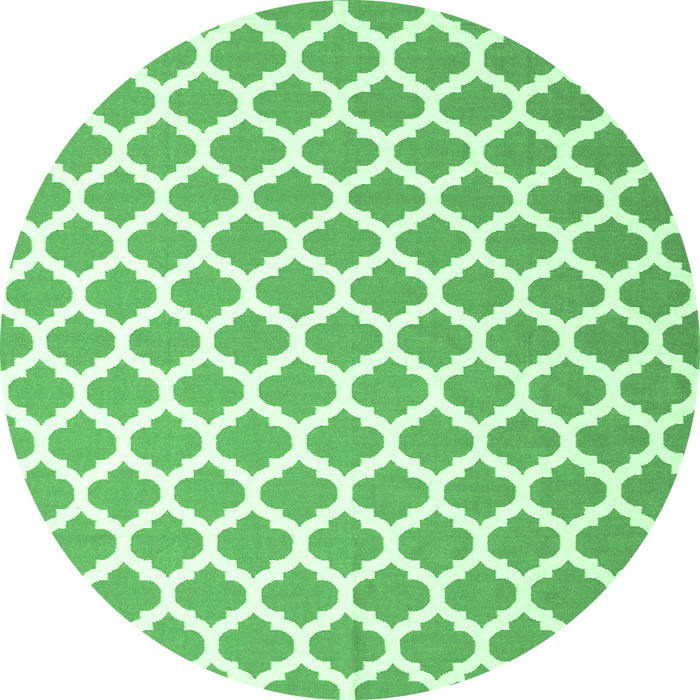 Round Machine Washable Trellis Emerald Green Modern Area Rugs, wshcon2405emgrn