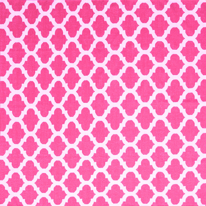 Square Machine Washable Trellis Pink Modern Rug, wshcon2405pnk