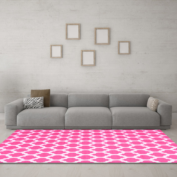 Machine Washable Trellis Pink Modern Rug in a Living Room, wshcon2405pnk