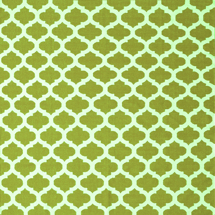 Round Machine Washable Trellis Green Modern Area Rugs, wshcon2405grn