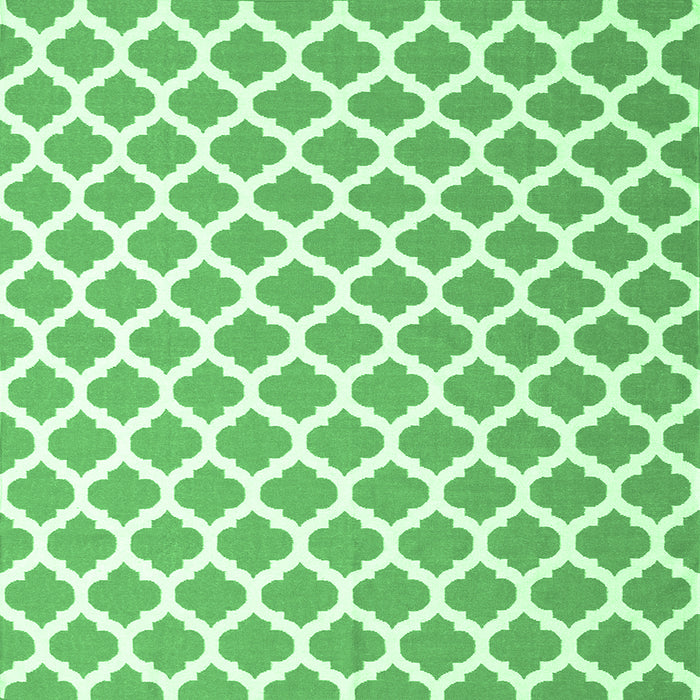 Square Machine Washable Trellis Emerald Green Modern Area Rugs, wshcon2405emgrn