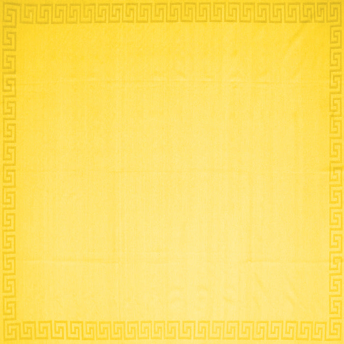 Square Machine Washable Solid Yellow Modern Rug, wshcon2406yw