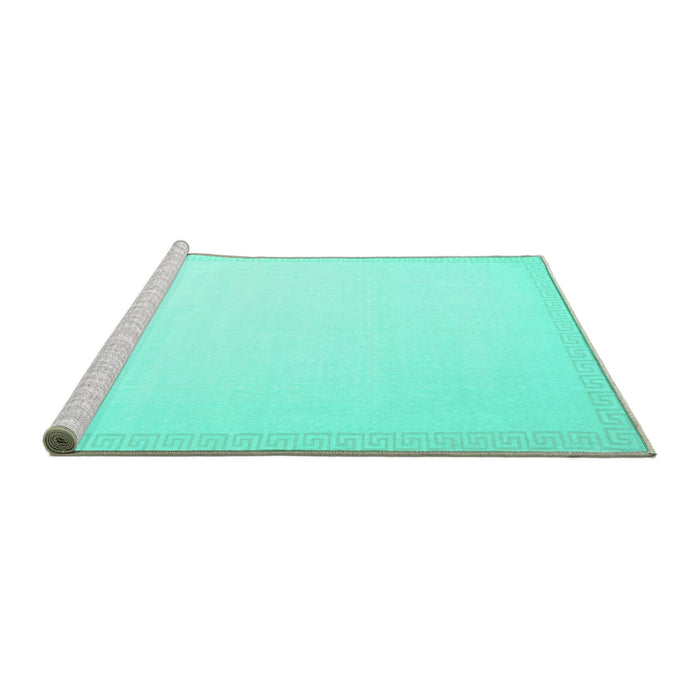 Sideview of Machine Washable Solid Turquoise Modern Area Rugs, wshcon2406turq