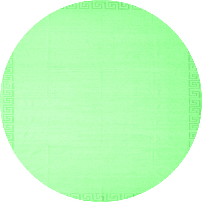 Round Machine Washable Solid Emerald Green Modern Area Rugs, wshcon2406emgrn
