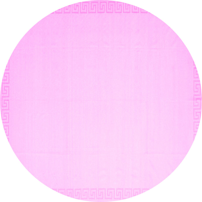Round Machine Washable Solid Pink Modern Rug, wshcon2406pnk