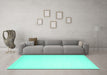 Machine Washable Solid Turquoise Modern Area Rugs in a Living Room,, wshcon2407turq