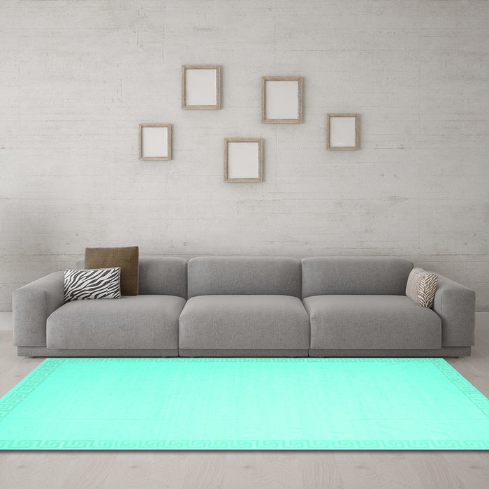 Machine Washable Solid Turquoise Modern Area Rugs in a Living Room,, wshcon2407turq