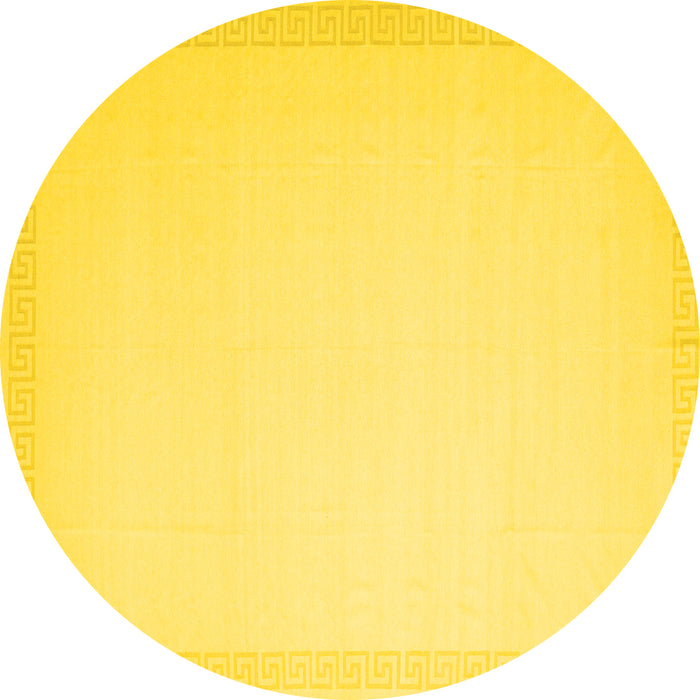 Round Solid Yellow Modern Rug, con2407yw