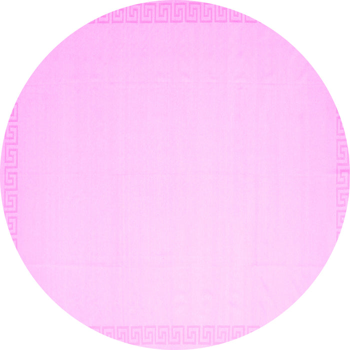 Round Machine Washable Solid Pink Modern Rug, wshcon2407pnk