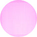 Round Machine Washable Solid Pink Modern Rug, wshcon2407pnk