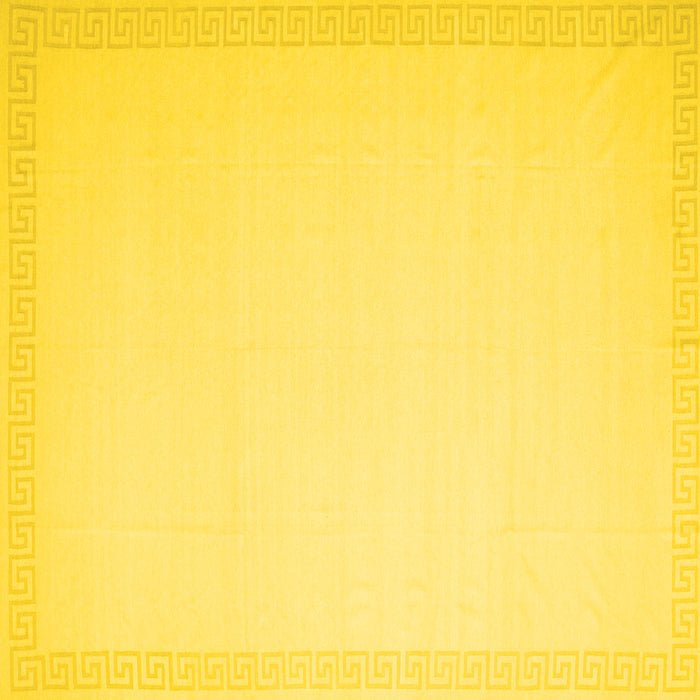 Square Machine Washable Solid Yellow Modern Rug, wshcon2407yw
