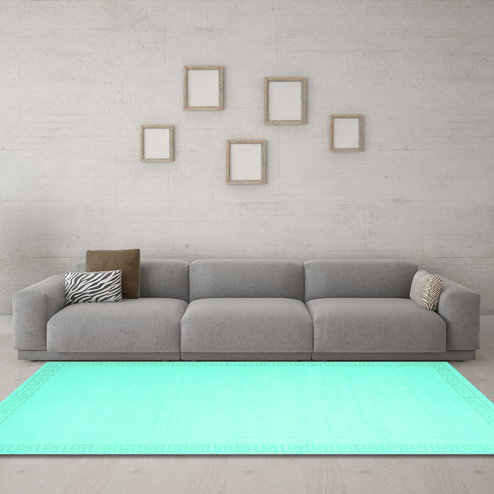 Machine Washable Solid Turquoise Modern Area Rugs in a Living Room,, wshcon2408turq